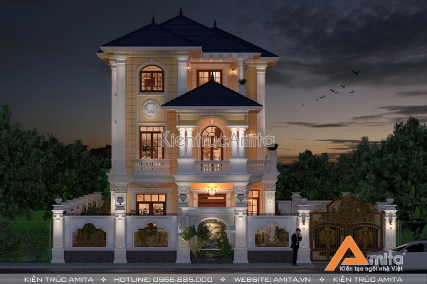 Mẫu thiết kế biệt thự kiểu Pháp (CĐT: bà Hoa - Lào Cai) BT32118