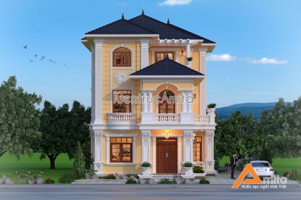 Mẫu thiết kế biệt thự kiểu Pháp (CĐT: bà Hoa - Lào Cai) BT32118