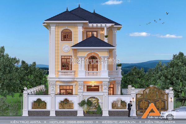 Mẫu thiết kế biệt thự kiểu Pháp (CĐT: bà Hoa - Lào Cai) BT32118