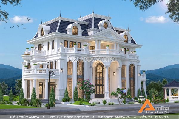 Hút mắt cùng mẫu thiết kế biệt thự lâu đài 3 tầng BT32144 