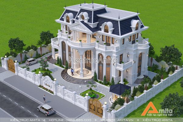 Hút mắt cùng mẫu thiết kế biệt thự lâu đài 3 tầng BT32144 