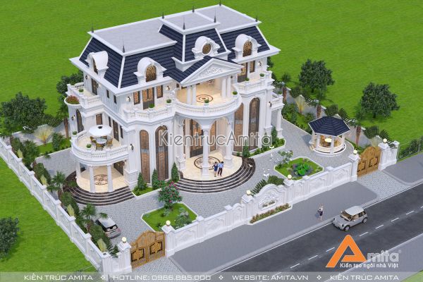 Hút mắt cùng mẫu thiết kế biệt thự lâu đài 3 tầng BT32144 