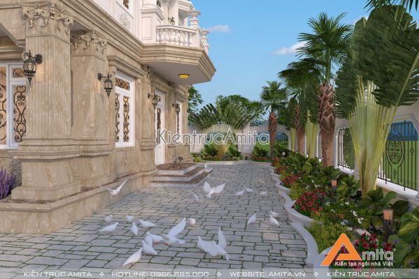 Mẫu biệt thự tân cổ điển 3 tầng kiến trúc Pháp đẹp BT32156