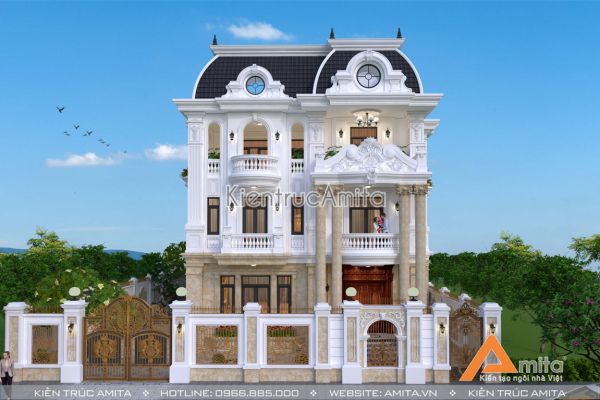 Thiết kế biệt thự 3 tầng đẹp phong cách Pháp tại Nghệ An BT32201