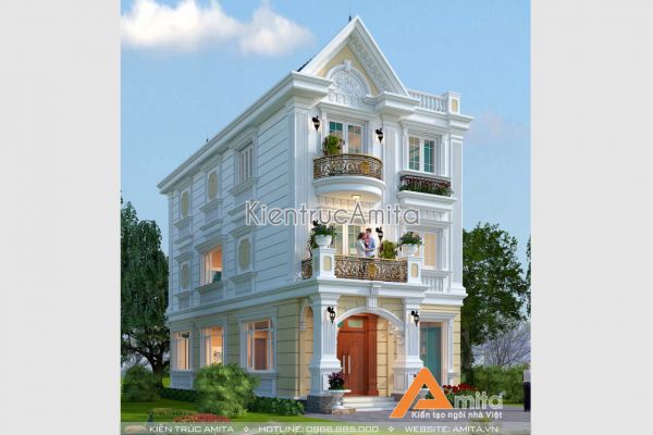 Mẫu biệt thự 3 tầng tân cổ điển đẹp (CĐT: ông Đạt - Hà Nội) BT32005