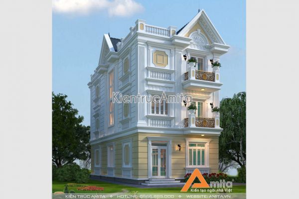 Mẫu biệt thự 3 tầng tân cổ điển đẹp (CĐT: ông Đạt - Hà Nội) BT32005