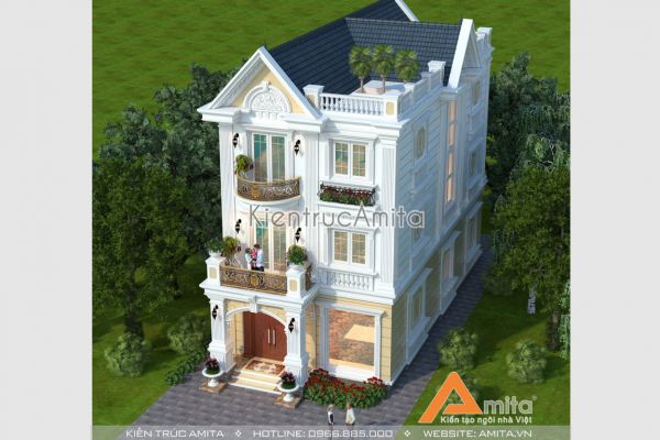 Mẫu biệt thự 3 tầng tân cổ điển đẹp (CĐT: ông Đạt - Hà Nội) BT32005