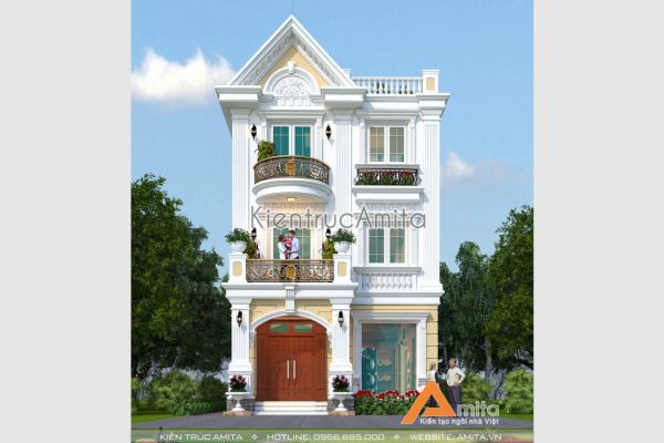 Mẫu biệt thự 3 tầng tân cổ điển đẹp (CĐT: ông Đạt - Hà Nội) BT32005