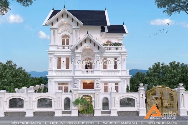 Mẫu biệt thự 3 tầng kiểu Pháp sang trọng và đẳng cấp - BT32211