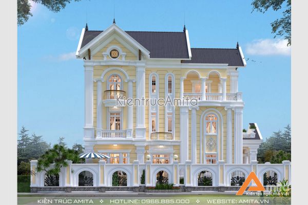 Mẫu biệt thự 3 tầng 120m2 kiểu Pháp (CĐT:Ông Vĩnh - Hải Dương) BT32212