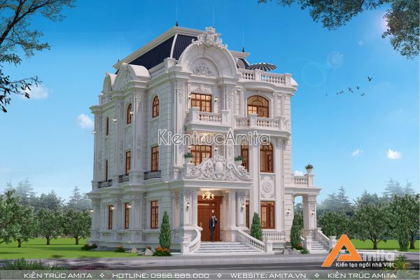 Mẫu biệt thự 3 tầng phong cách Pháp (CĐT: Ông Việt - Nghệ An) BT32248