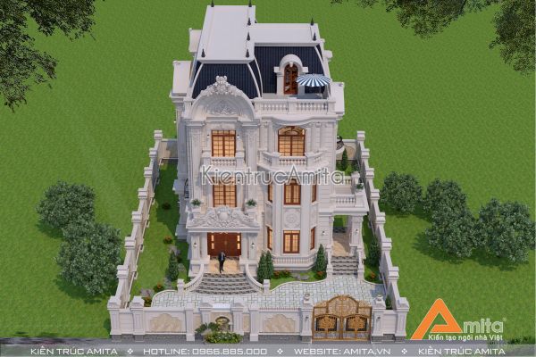 Mẫu biệt thự 3 tầng phong cách Pháp (CĐT: Ông Việt - Nghệ An) BT32248