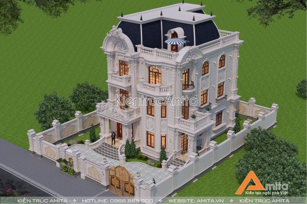 Mẫu biệt thự 3 tầng phong cách Pháp (CĐT: Ông Việt - Nghệ An) BT32248