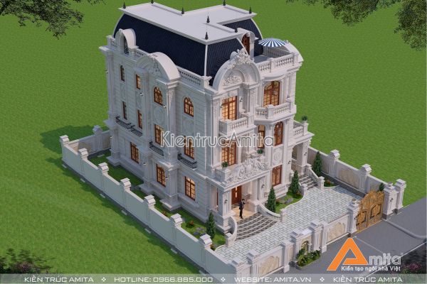 Mẫu biệt thự 3 tầng phong cách Pháp (CĐT: Ông Việt - Nghệ An) BT32248