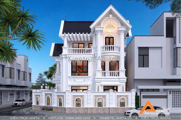 Biệt thự 3 tầng tân cổ điển kết hợp Á Đông đẹp lãng mạn BT32253