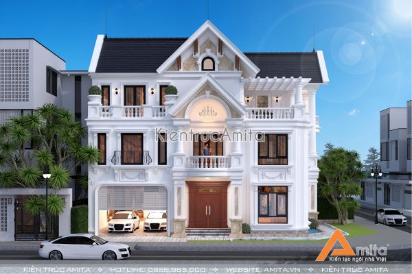 Biệt thự 3 tầng tân cổ điển kết hợp Á Đông đẹp lãng mạn BT32253