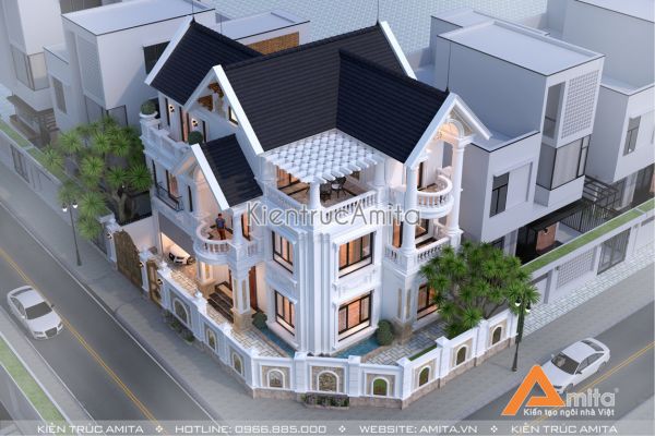 Biệt thự 3 tầng tân cổ điển kết hợp Á Đông đẹp lãng mạn BT32253