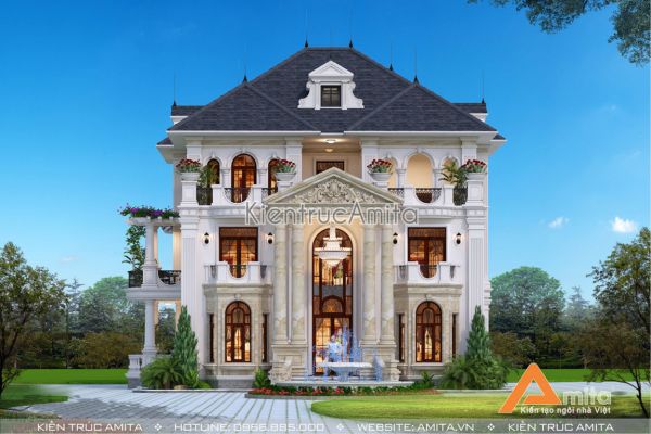 Mẫu dinh thự biệt thự tân cổ điển 3 tầng đẹp tại Hưng Yên BT32257
