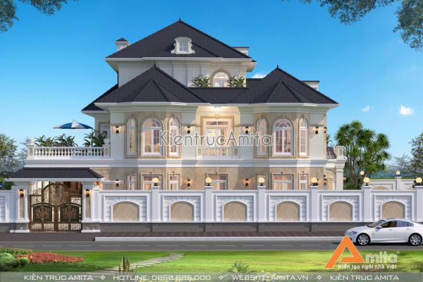 Mẫu biệt thự vườn tân cổ điển 3 tầng đẹp xuất sắc BT32261