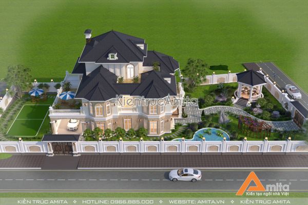 Mẫu biệt thự vườn tân cổ điển 3 tầng đẹp xuất sắc BT32261