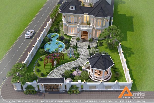 Mẫu biệt thự vườn tân cổ điển 3 tầng đẹp xuất sắc BT32261