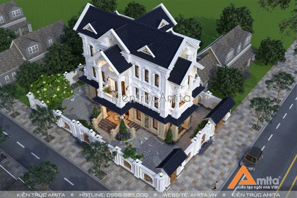 Thiết kế biệt thự tân cổ điển 3 tầng đẹp tại Hưng Yên BT32262