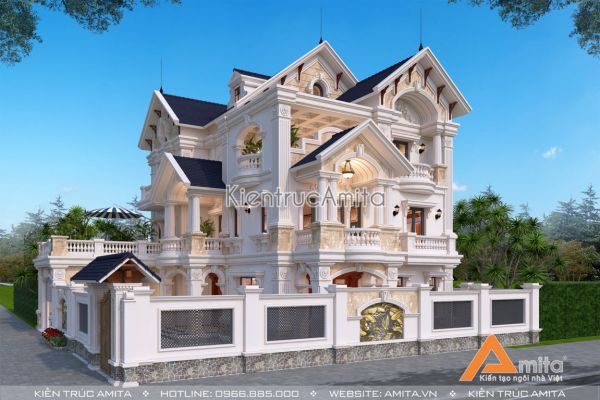 Mãn nhãn với mẫu biệt thự đẹp 3 tầng tân cổ điển BT32274