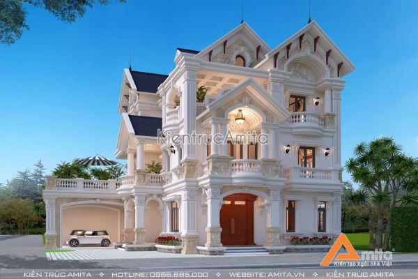 Mãn nhãn với mẫu biệt thự đẹp 3 tầng tân cổ điển BT32274