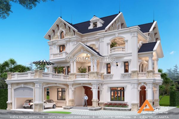 Mãn nhãn với mẫu biệt thự đẹp 3 tầng tân cổ điển BT32274