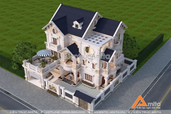 Mãn nhãn với mẫu biệt thự đẹp 3 tầng tân cổ điển BT32274