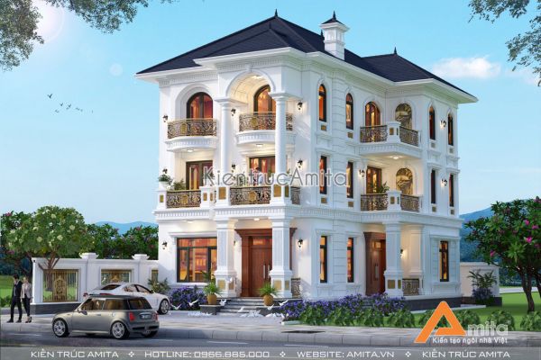 Mẫu biệt thự tân cổ điển 3 tầng mái Thái tại Sơn Tây BT32283