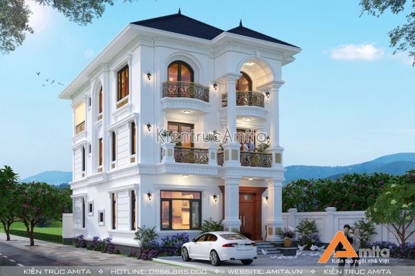 Mẫu biệt thự tân cổ điển 3 tầng mái Thái tại Sơn Tây BT32283