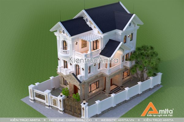 Thiết kế nhà biệt thự 3 tầng tân cổ điển đẹp Ông Chung - Hà Nam BT32284