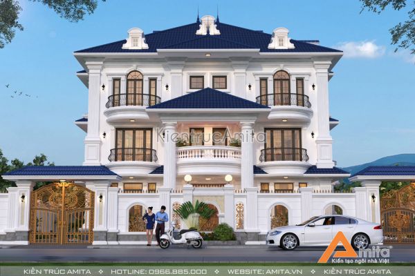 Mẫu thiết kế biệt thự tân cổ điển 3 tầng tại Vĩnh Phúc BT32286