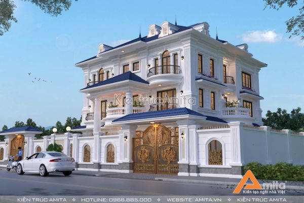 Mẫu thiết kế biệt thự tân cổ điển 3 tầng tại Vĩnh Phúc BT32286