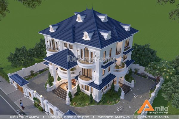 Mẫu thiết kế biệt thự tân cổ điển 3 tầng tại Vĩnh Phúc BT32286