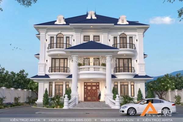 Mẫu thiết kế biệt thự tân cổ điển 3 tầng tại Vĩnh Phúc BT32286