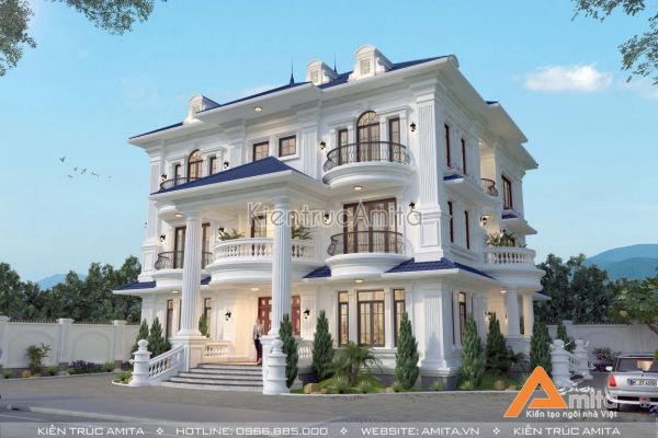 Mẫu thiết kế biệt thự tân cổ điển 3 tầng tại Vĩnh Phúc BT32286
