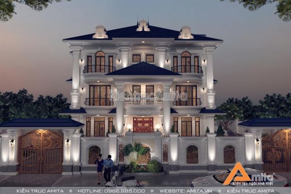 Mẫu thiết kế biệt thự tân cổ điển 3 tầng tại Vĩnh Phúc BT32286