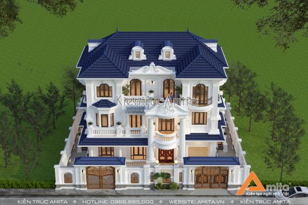 Mẫu thiết kế biệt thự 3 tầng tân cổ kiểu Pháp đẹp tại Linh Đàm BT32287