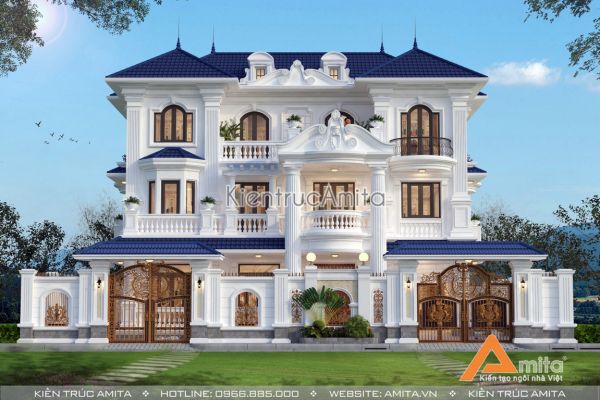 Mẫu thiết kế biệt thự 3 tầng tân cổ kiểu Pháp đẹp tại Linh Đàm BT32287