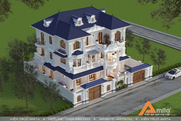 Mẫu thiết kế biệt thự 3 tầng tân cổ kiểu Pháp đẹp tại Linh Đàm BT32287