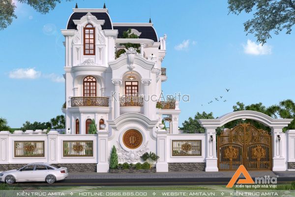 Mẫu biệt thự đẹp 3 tầng tân cổ điển (CĐT:Bà Tuyết - Ninh Bình) BT32288