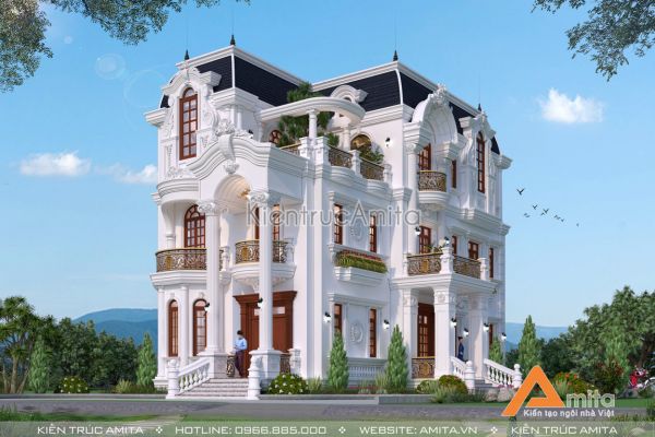 Mẫu biệt thự đẹp 3 tầng tân cổ điển (CĐT:Bà Tuyết - Ninh Bình) BT32288