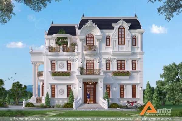 Mẫu biệt thự đẹp 3 tầng tân cổ điển (CĐT:Bà Tuyết - Ninh Bình) BT32288