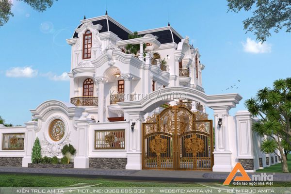 Mẫu biệt thự đẹp 3 tầng tân cổ điển (CĐT:Bà Tuyết - Ninh Bình) BT32288