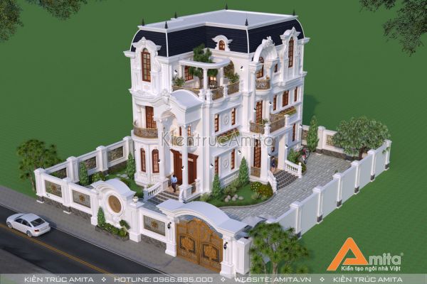 Mẫu biệt thự đẹp 3 tầng tân cổ điển (CĐT:Bà Tuyết - Ninh Bình) BT32288