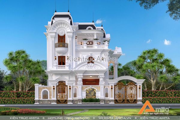 Thiết kế biệt thự 3 tầng kiểu Pháp đẹp, nguy nga và đẳng cấp BT32289