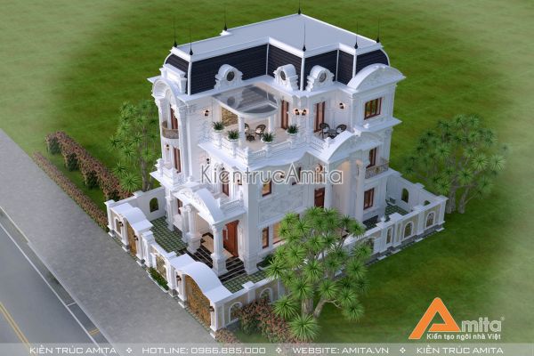 Thiết kế biệt thự 3 tầng kiểu Pháp đẹp, nguy nga và đẳng cấp BT32289