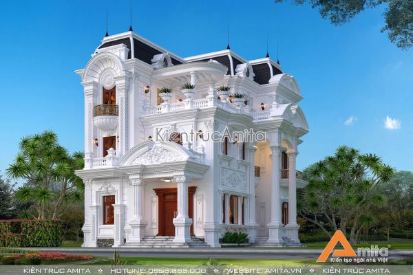 Thiết kế biệt thự 3 tầng kiểu Pháp đẹp, nguy nga và đẳng cấp BT32289